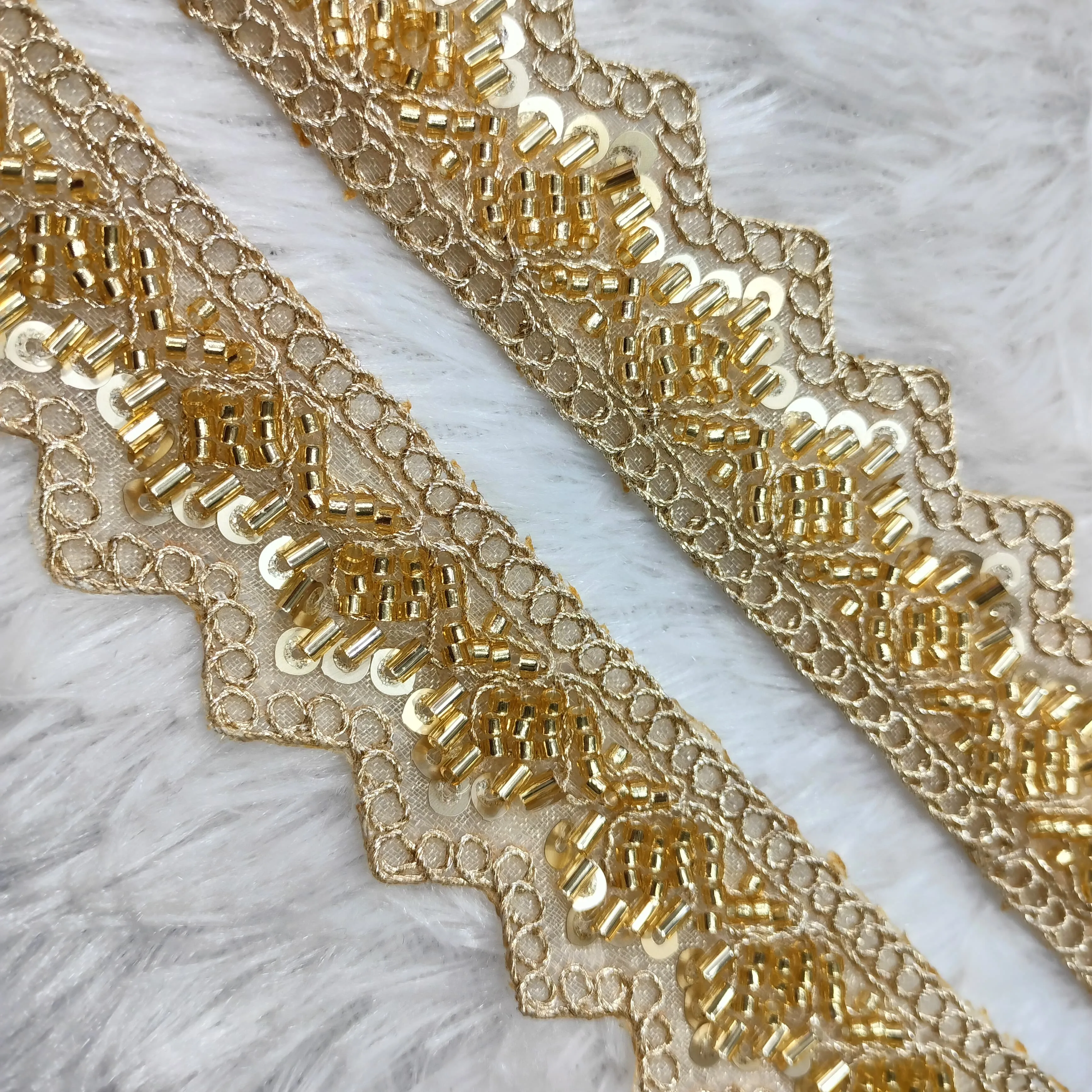 Golden Embellished Cutdana Trim
