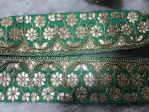 Green Floral Gota Work Border