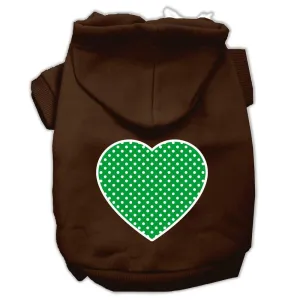 Green Swiss Dot Heart Screen Print Pet Hoodies Brown Size XXL (18)