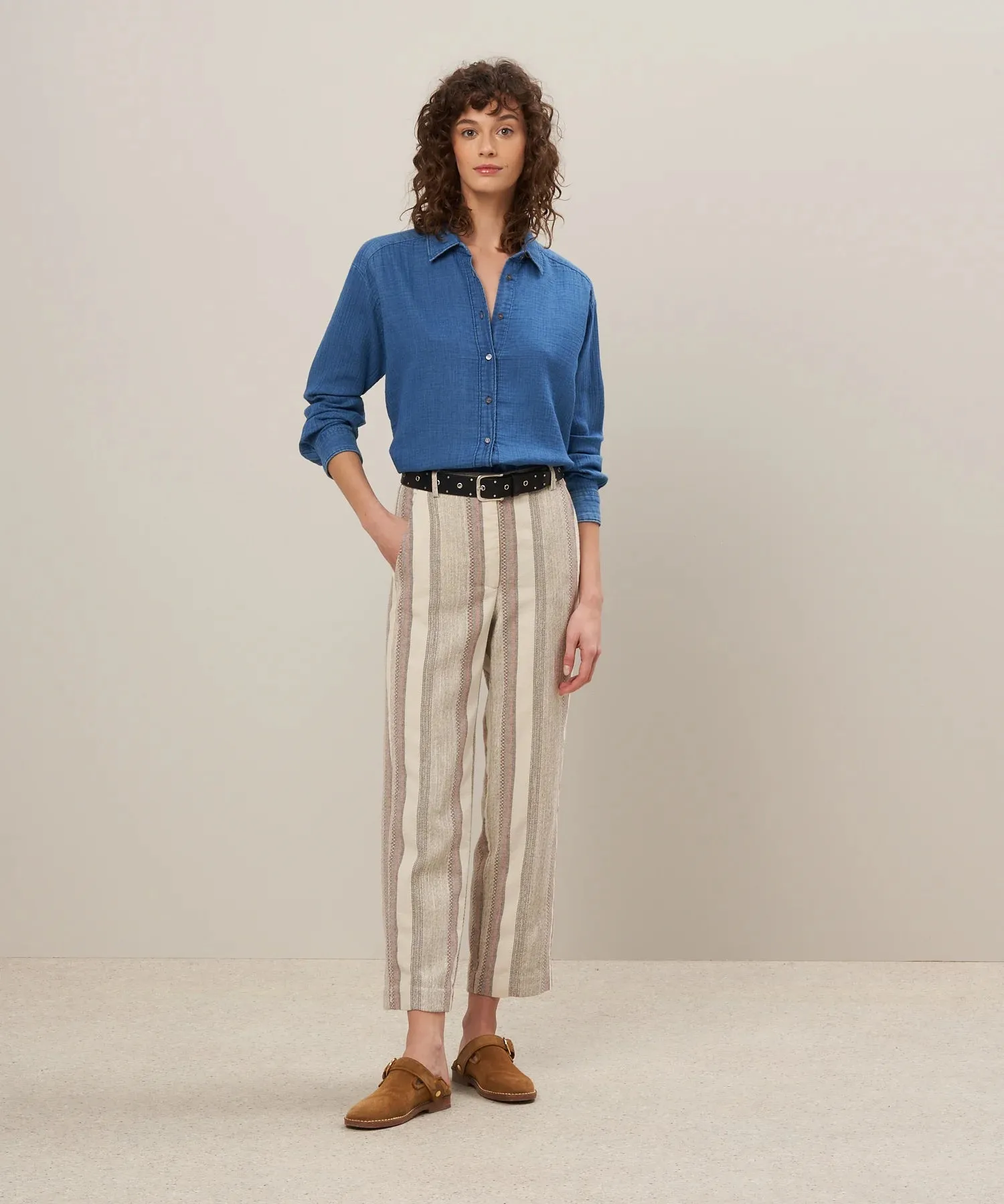 Hartford Indigo Cotton Gauze Shirt in Cinema