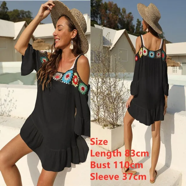 Holbox Crochet Flower One Shoulder Cover Up