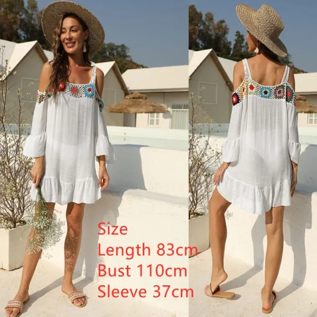 Holbox Crochet Flower One Shoulder Cover Up