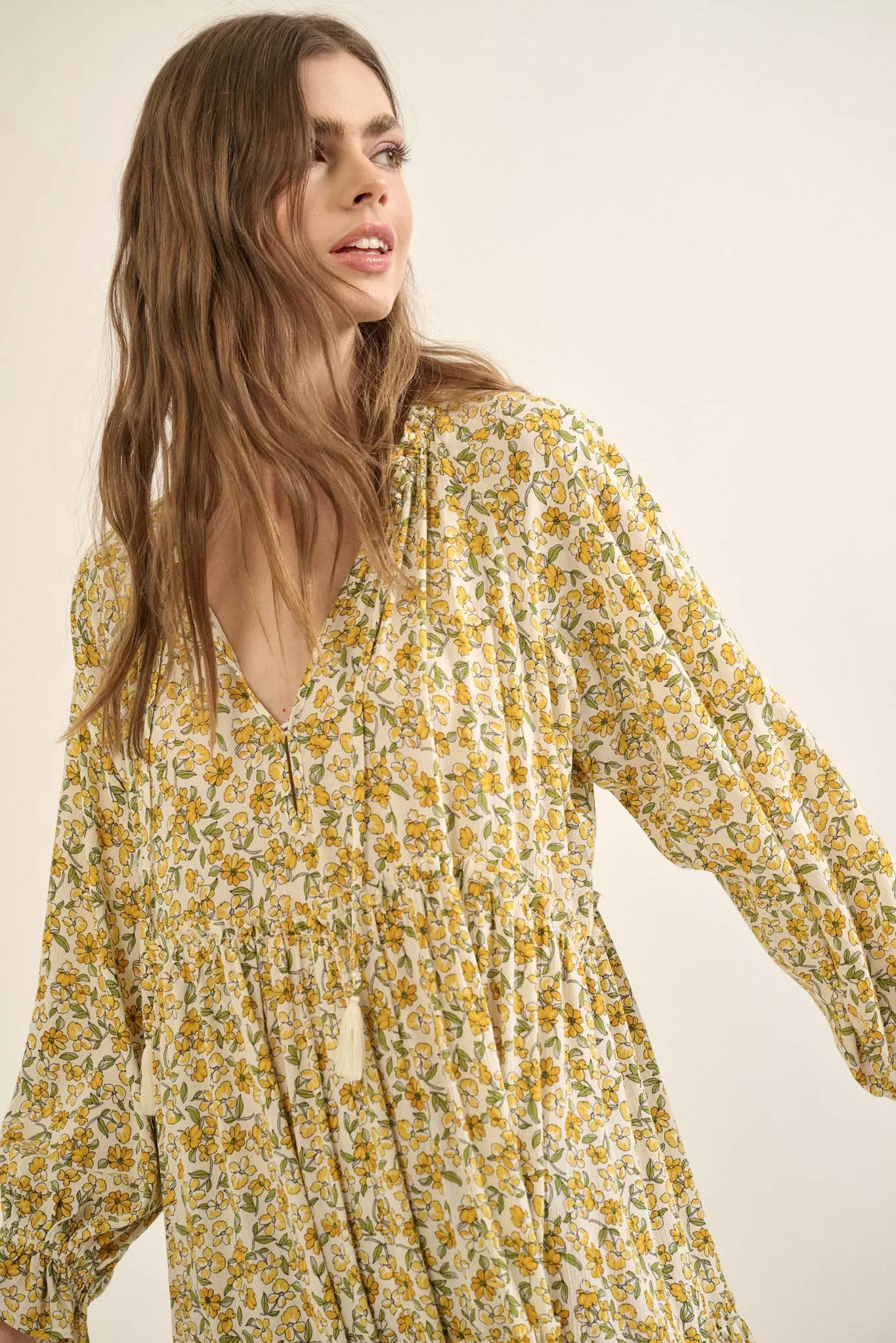 Honeysuckle Rose Floral Midi Prairie Dress