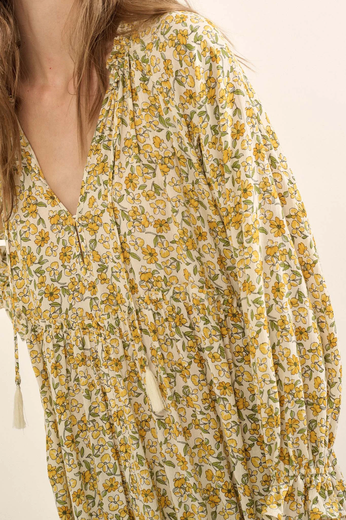 Honeysuckle Rose Floral Midi Prairie Dress