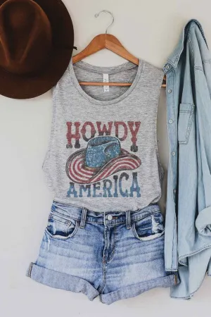 HOWDY AMERICA USA GRAPHIC MUSCLE TANK