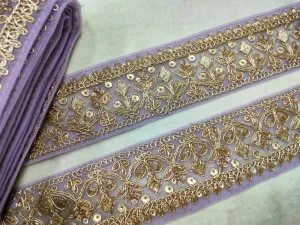 Lavender Zari Embroidered Border