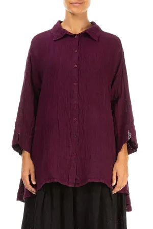 Loose Magenta Mélange Linen Shirt