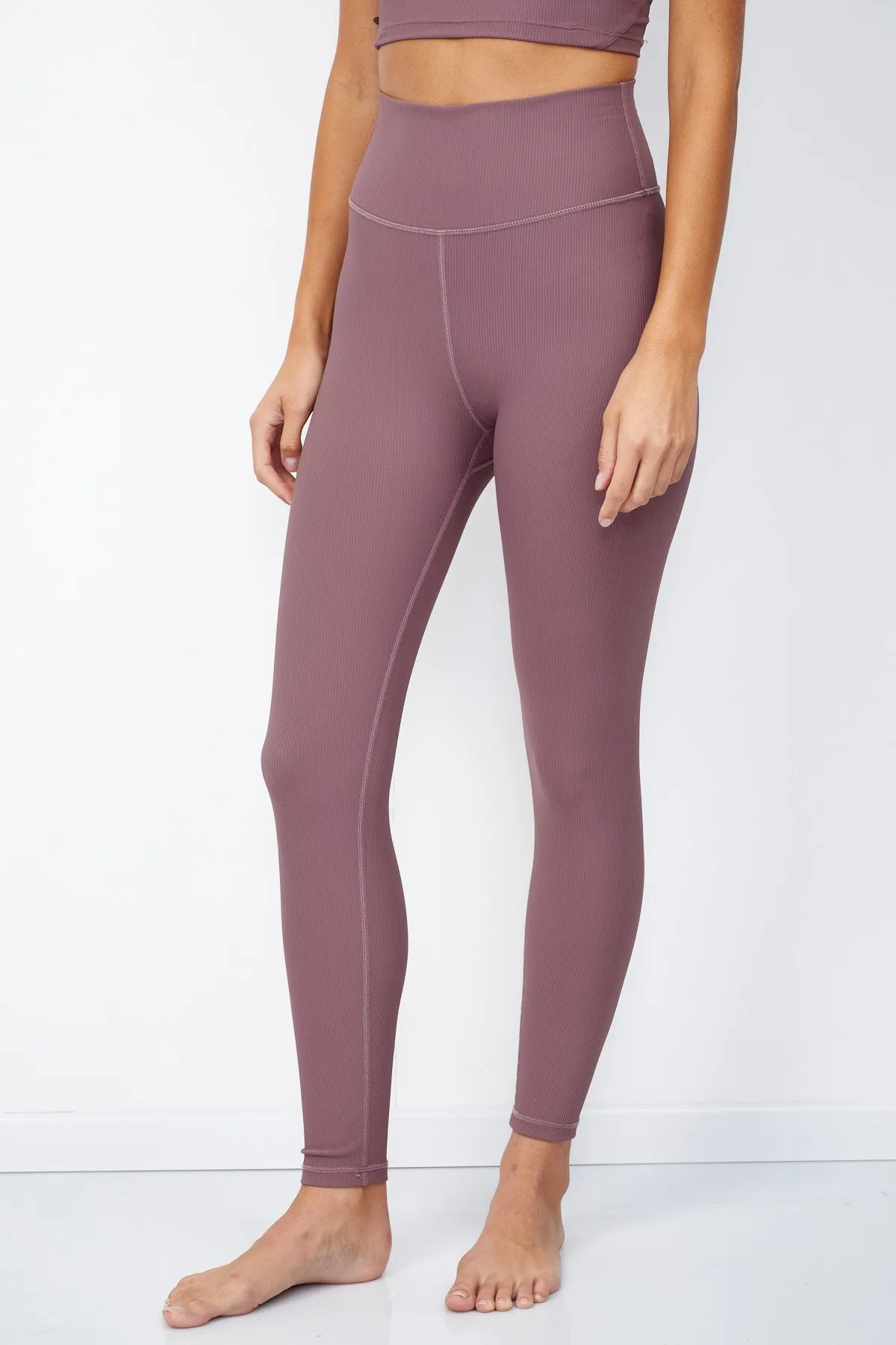 MAUVE RIBBED HIGH WAIST LEGGING