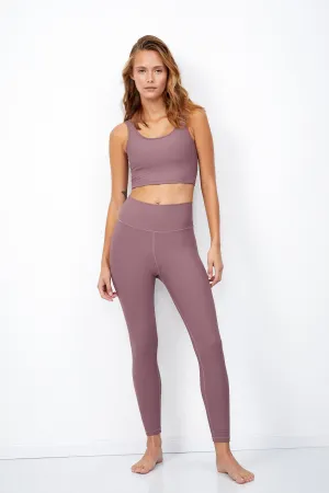 MAUVE RIBBED HIGH WAIST LEGGING
