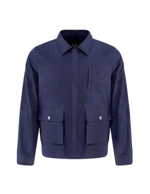 Men Twill Vintage Lapel Zip Up Military Jacket