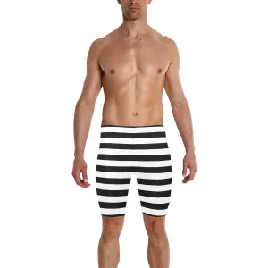 Men's Knee Length Black Stripe Swim Shorts