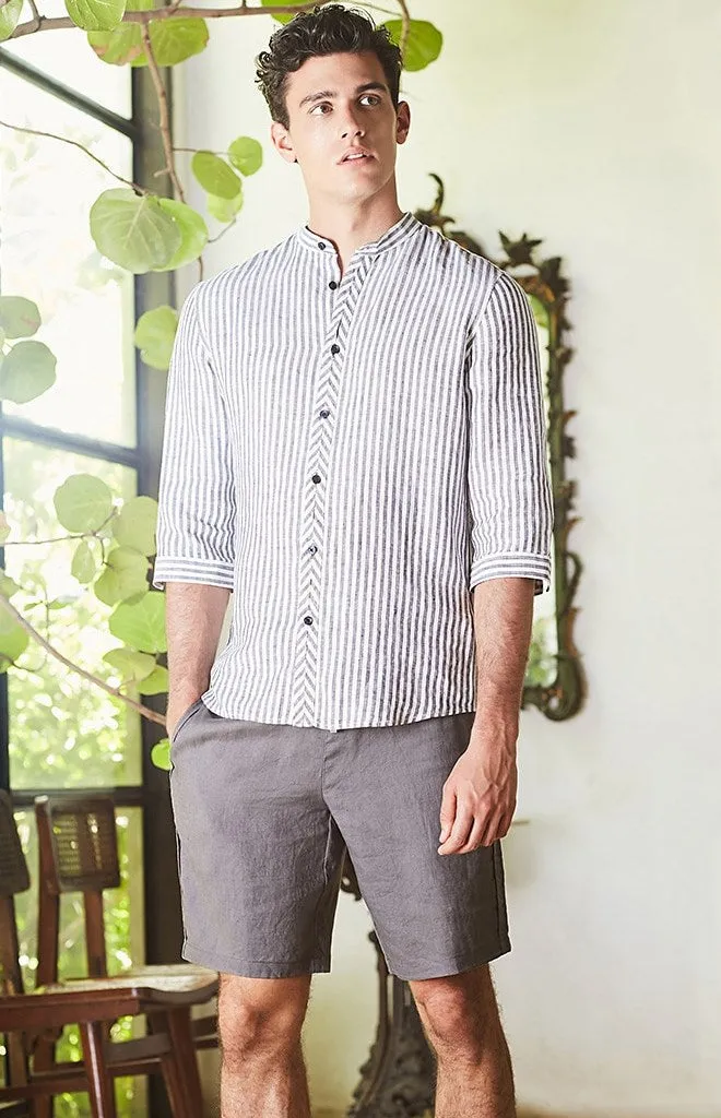 Men's Summer Linen Breathable Elastic Waist Shorts