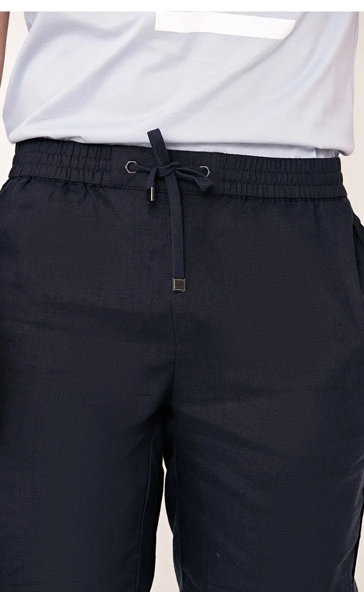 Men's Summer Linen Breathable Elastic Waist Shorts