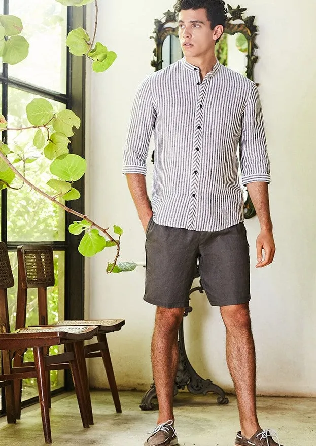 Men's Summer Linen Breathable Elastic Waist Shorts