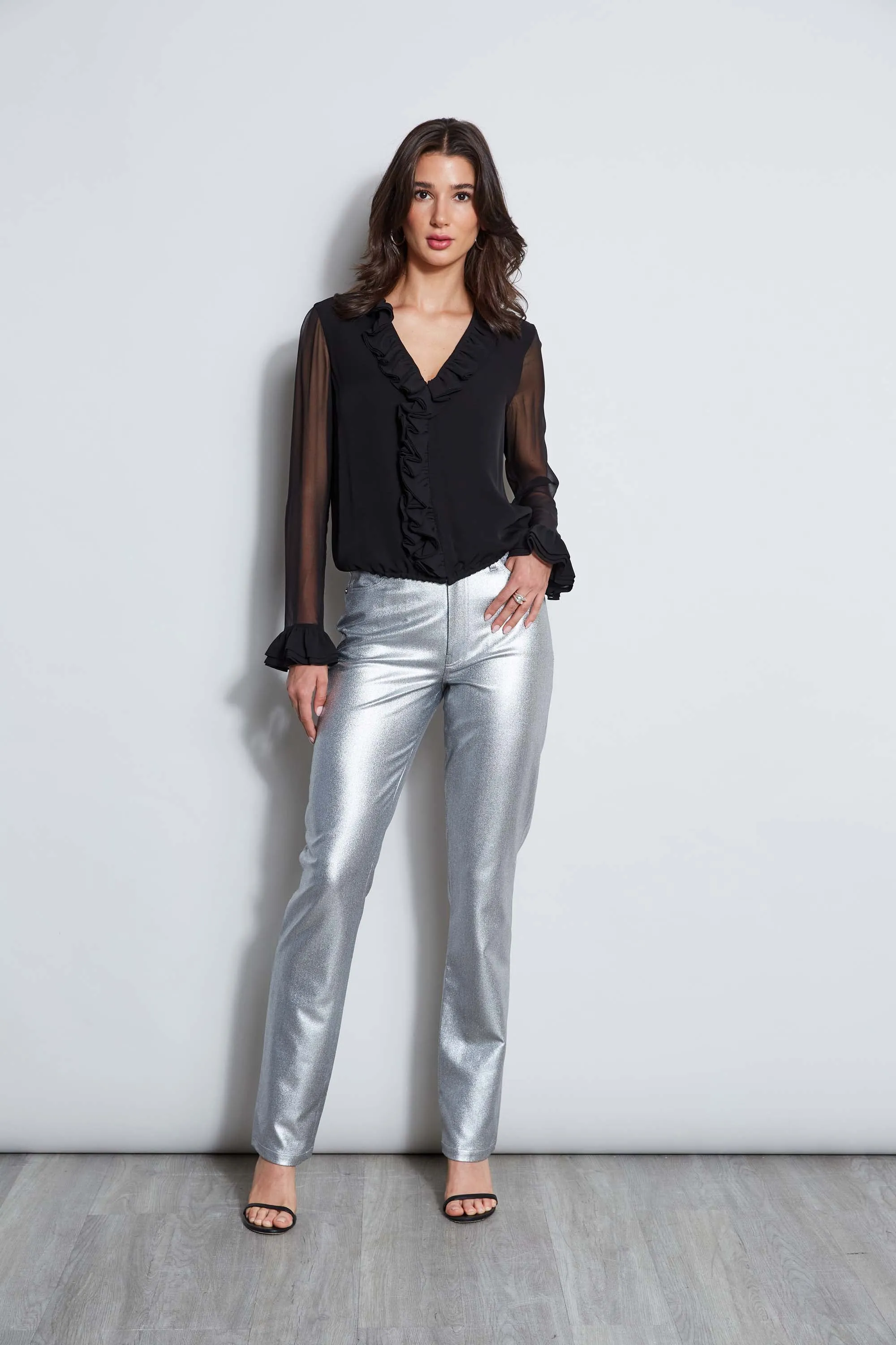 Metallic Stretch Twill Jeans