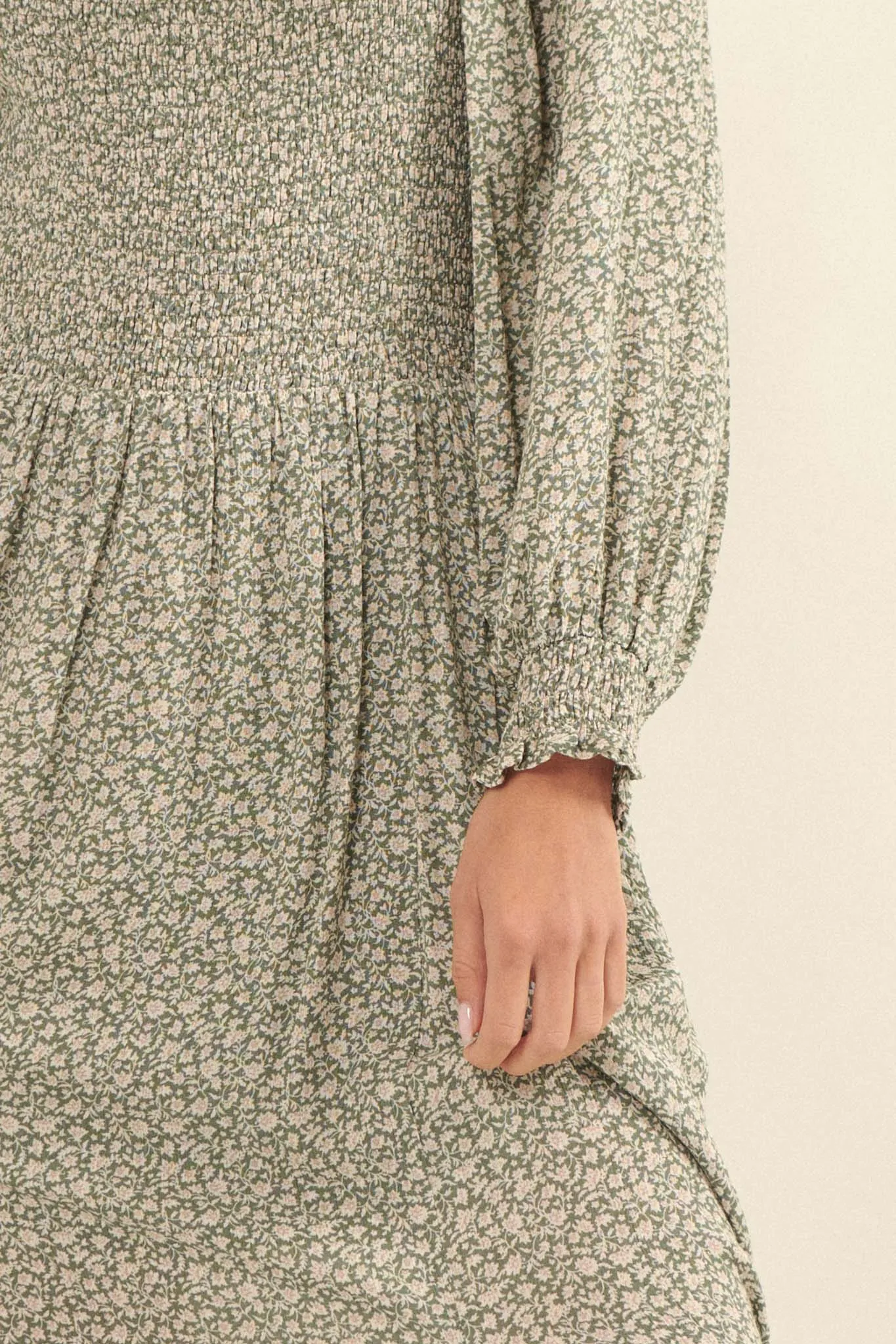 Misty Meadow Floral-Print Maxi Prairie Dress