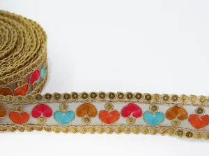 Multicolor Sequins & Thread Work Embroidered Border