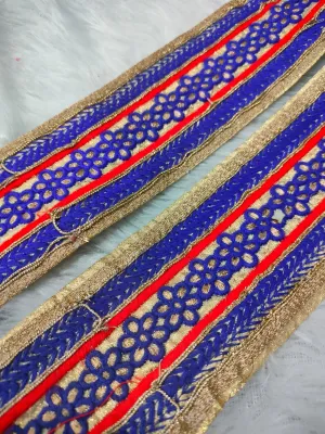 Multicolor Zari and Thread Work Embroidered Border