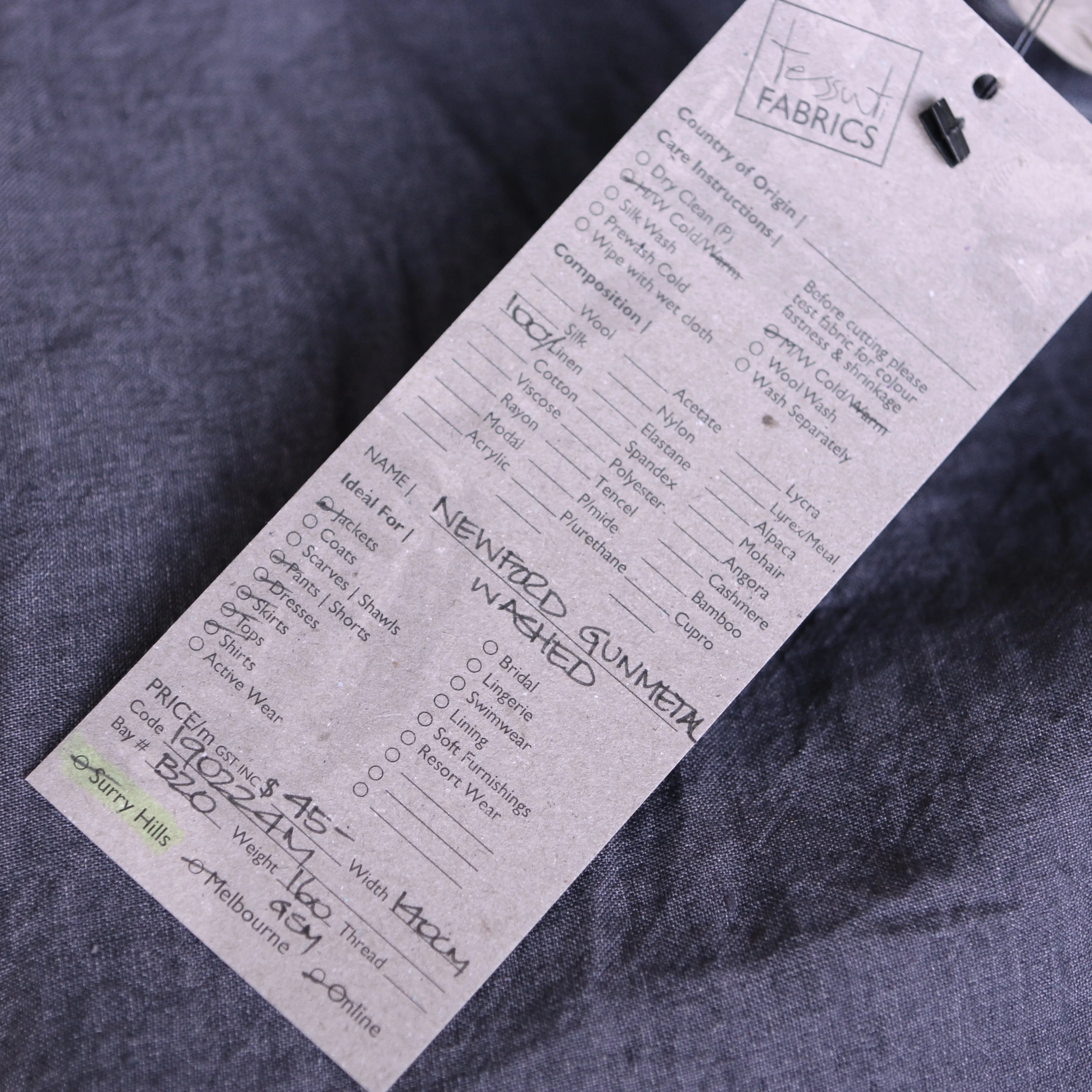 Newford Gunmetal Washed Linen