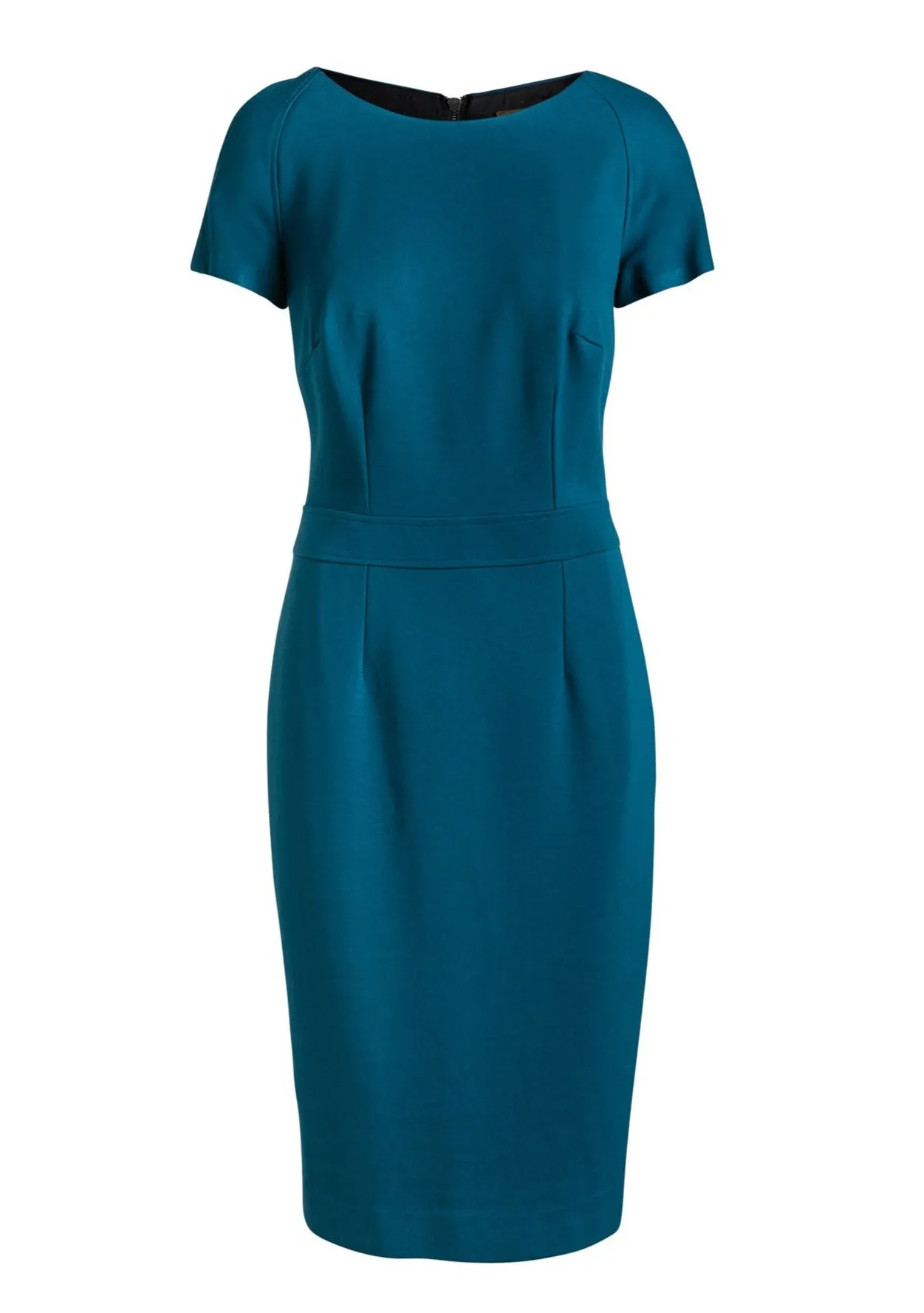 Petrol Fitted Cap Sleeve Dress