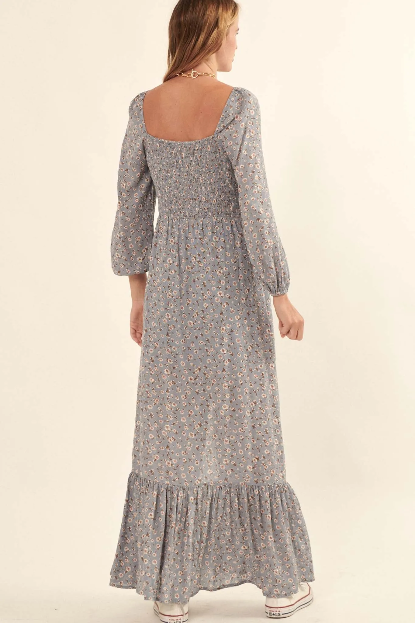 Petty Pastures Ruched Floral Prairie Dress
