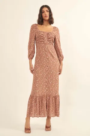 Petty Pastures Ruched Floral Prairie Dress