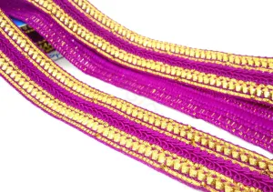 Pink Golden Embroidered Border
