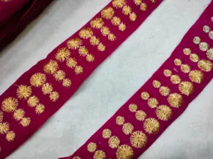 Pink Zari & Thread Embroidered Border