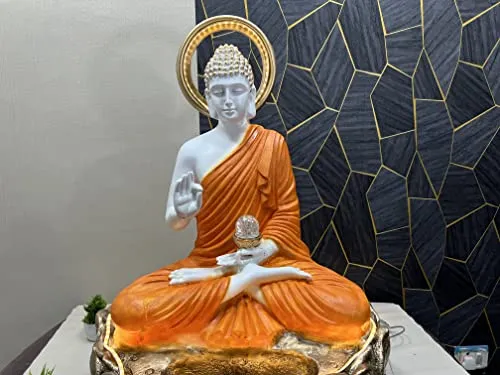 Polyresin Buddha Table Top Indoor Outdoor Water Fountain with LED Lights for Home Decor| Garden | Reception Decoration Showpiece Gift Gifting Items