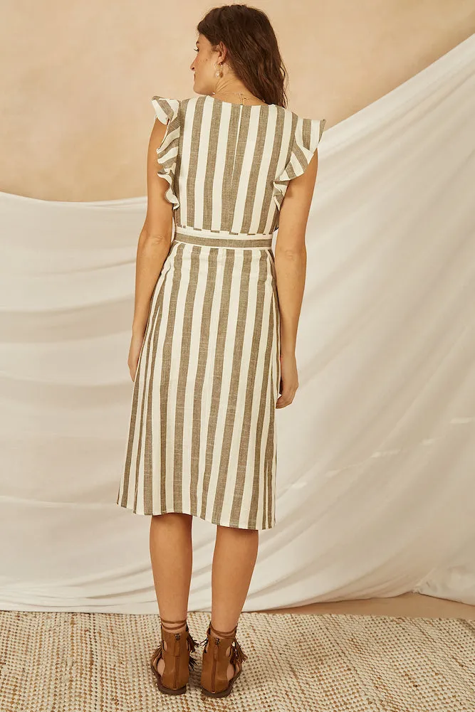 Prairie Midi Dress Khaki