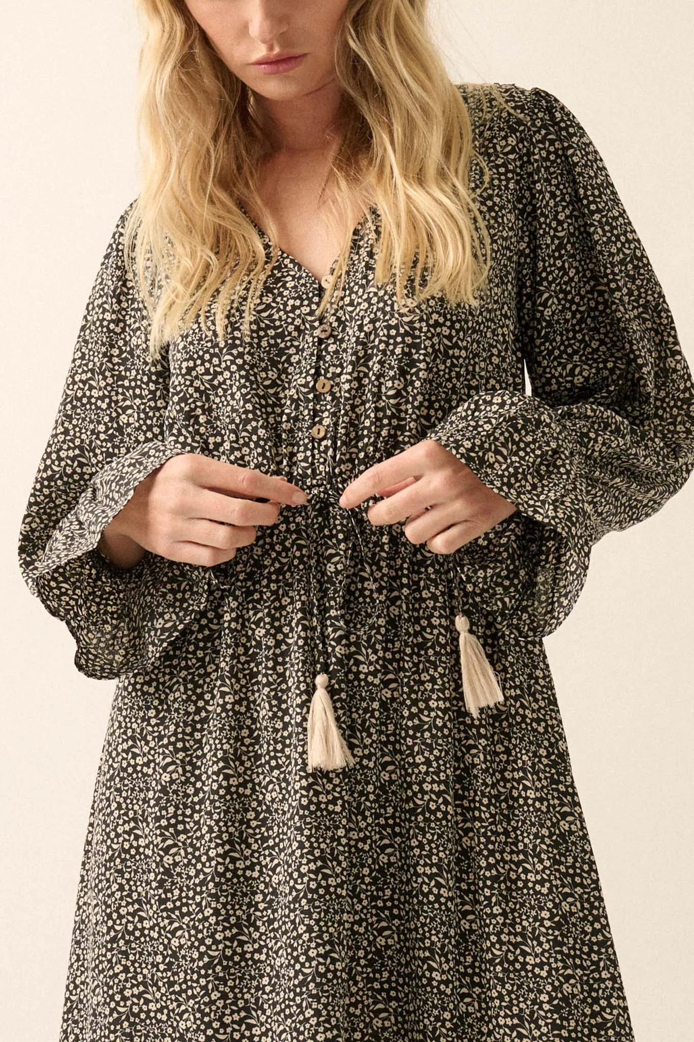 Primrose Prairie Floral-Print Maxi Peasant Dress