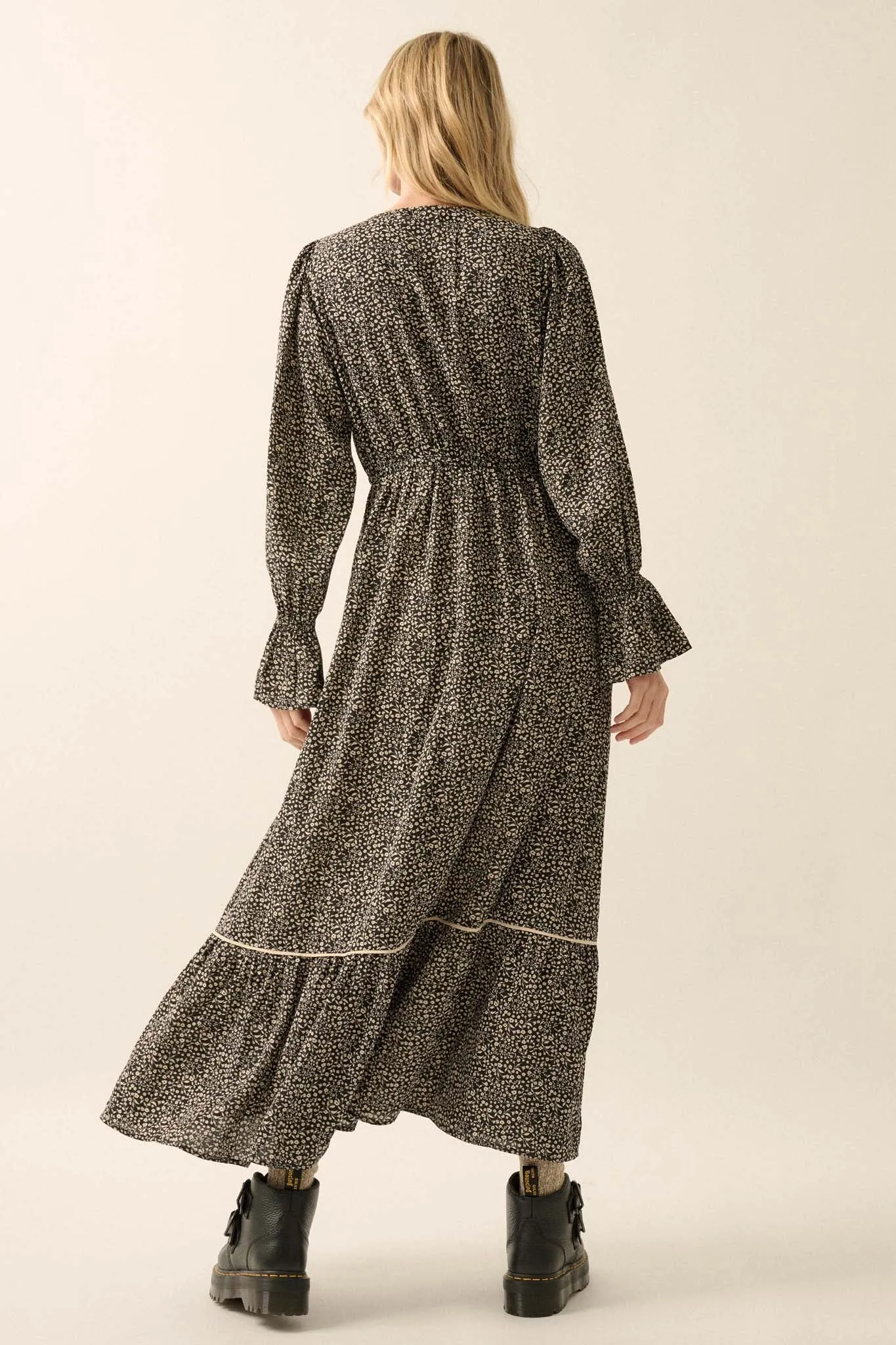 Primrose Prairie Floral-Print Maxi Peasant Dress