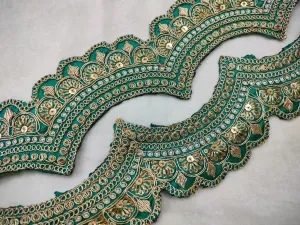 Rama Green Scalloped Embroidered Lace