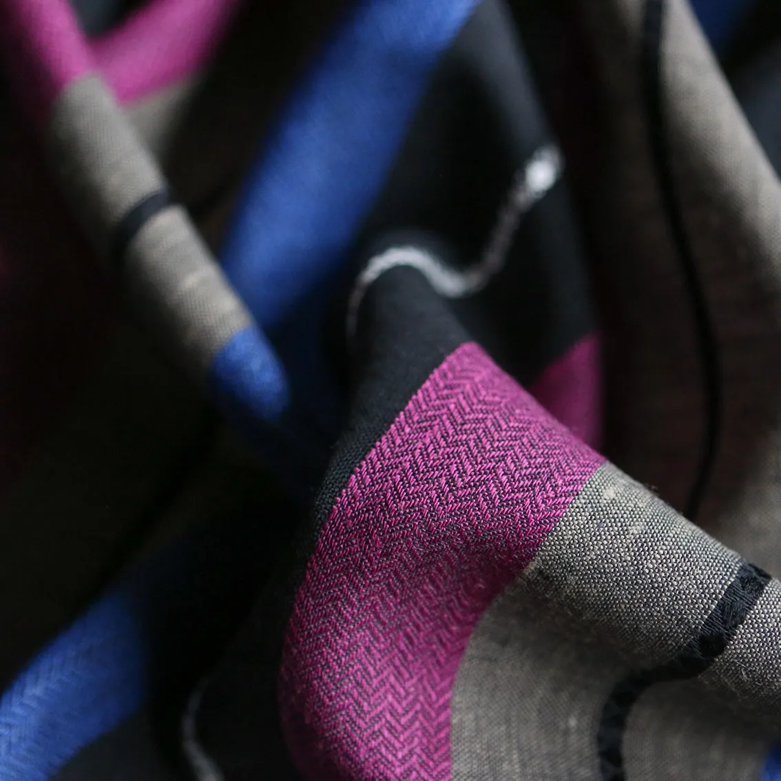 Ravello Stripe on Navy Linen