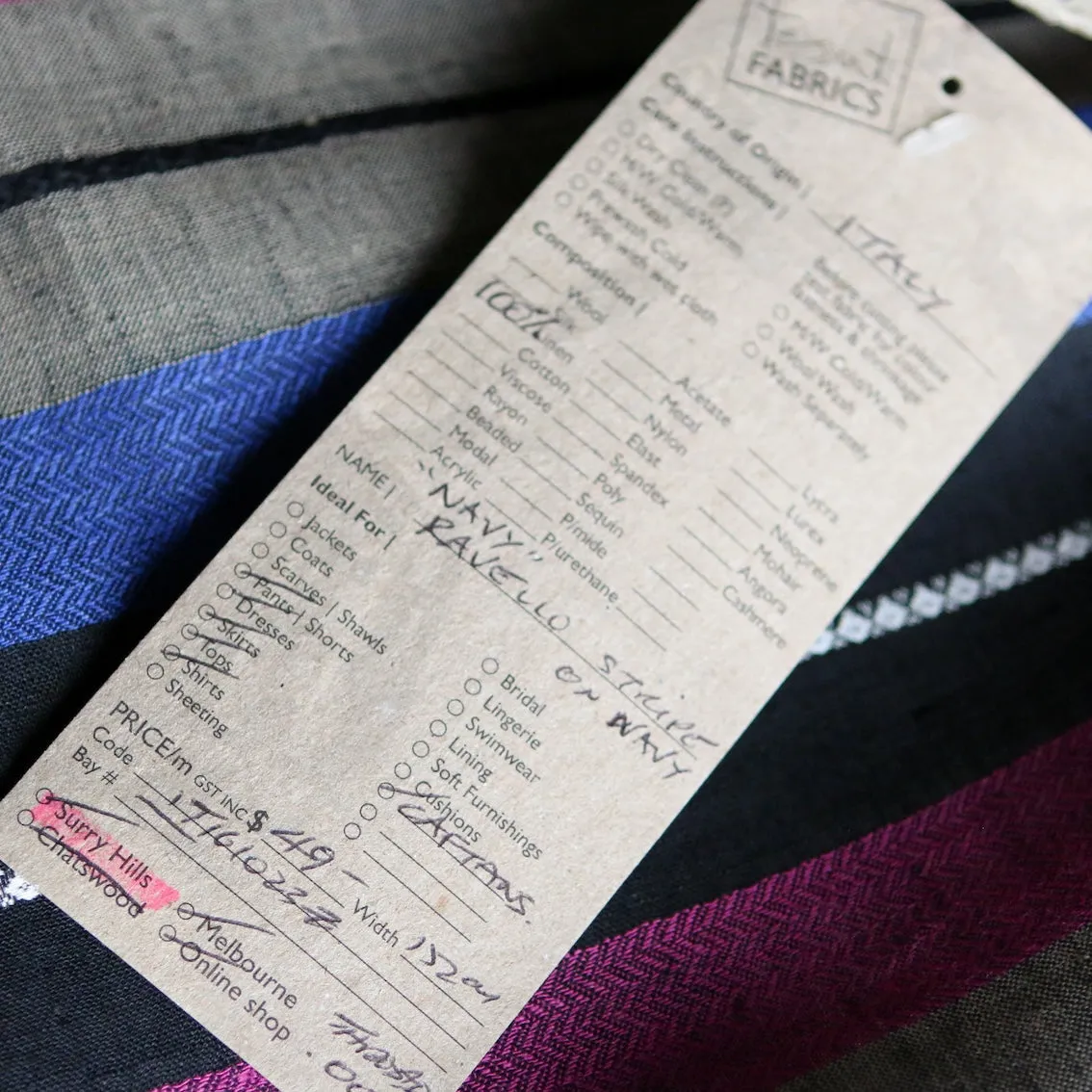 Ravello Stripe on Navy Linen