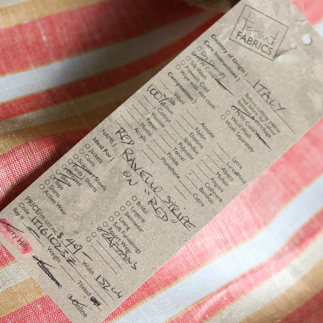 Ravello Stripe on Red Linen