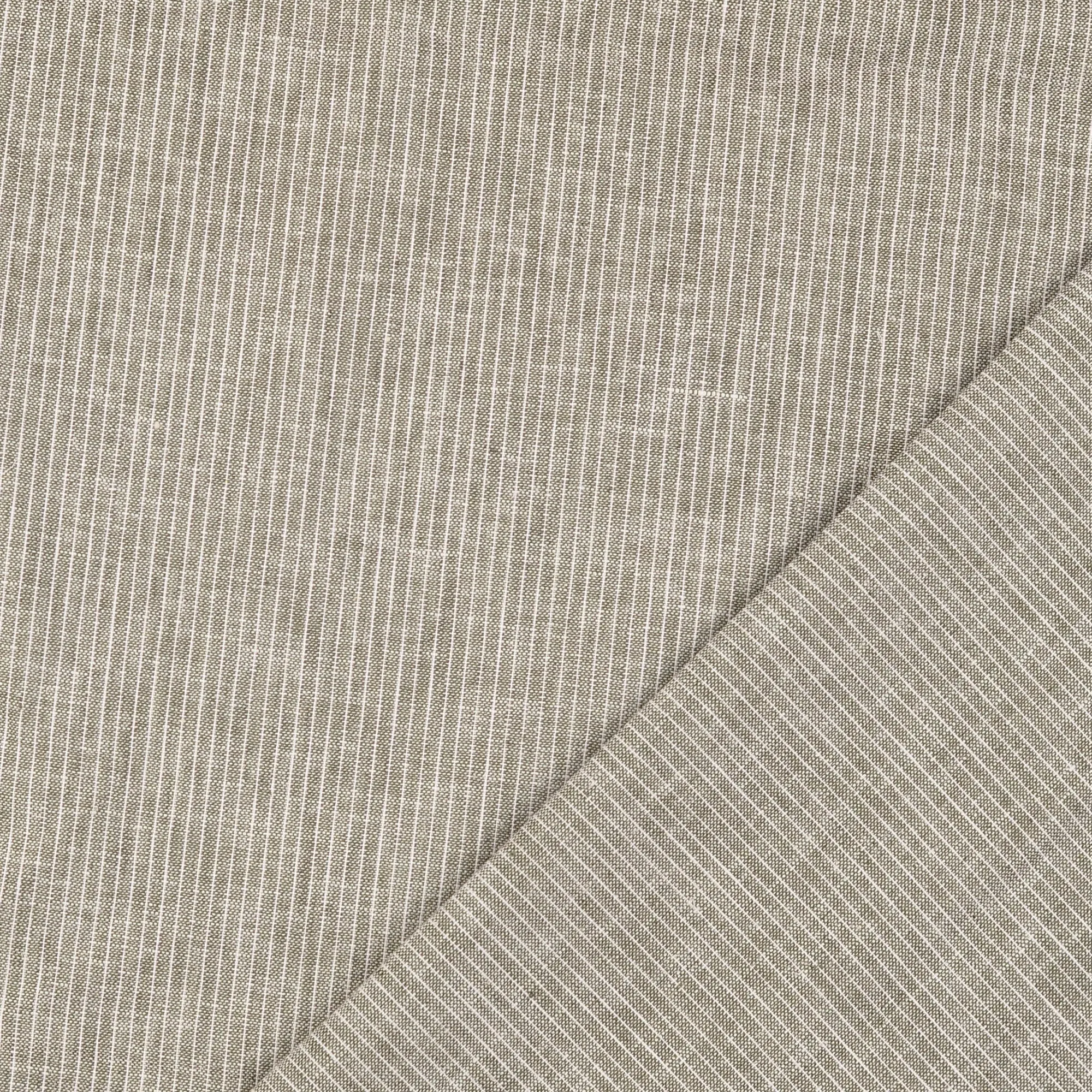 REMNANT 0.46 Metre - Fine Stripe Light Grey Linen Cotton Fabric