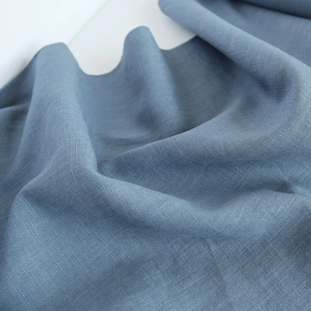 REMNANT 0.49 Metre - Breeze Denim - Enzyme Washed Pure Linen Fabric