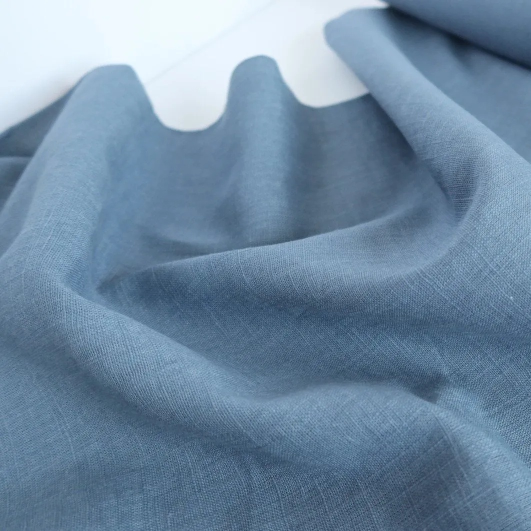 REMNANT 0.49 Metre - Breeze Denim - Enzyme Washed Pure Linen Fabric