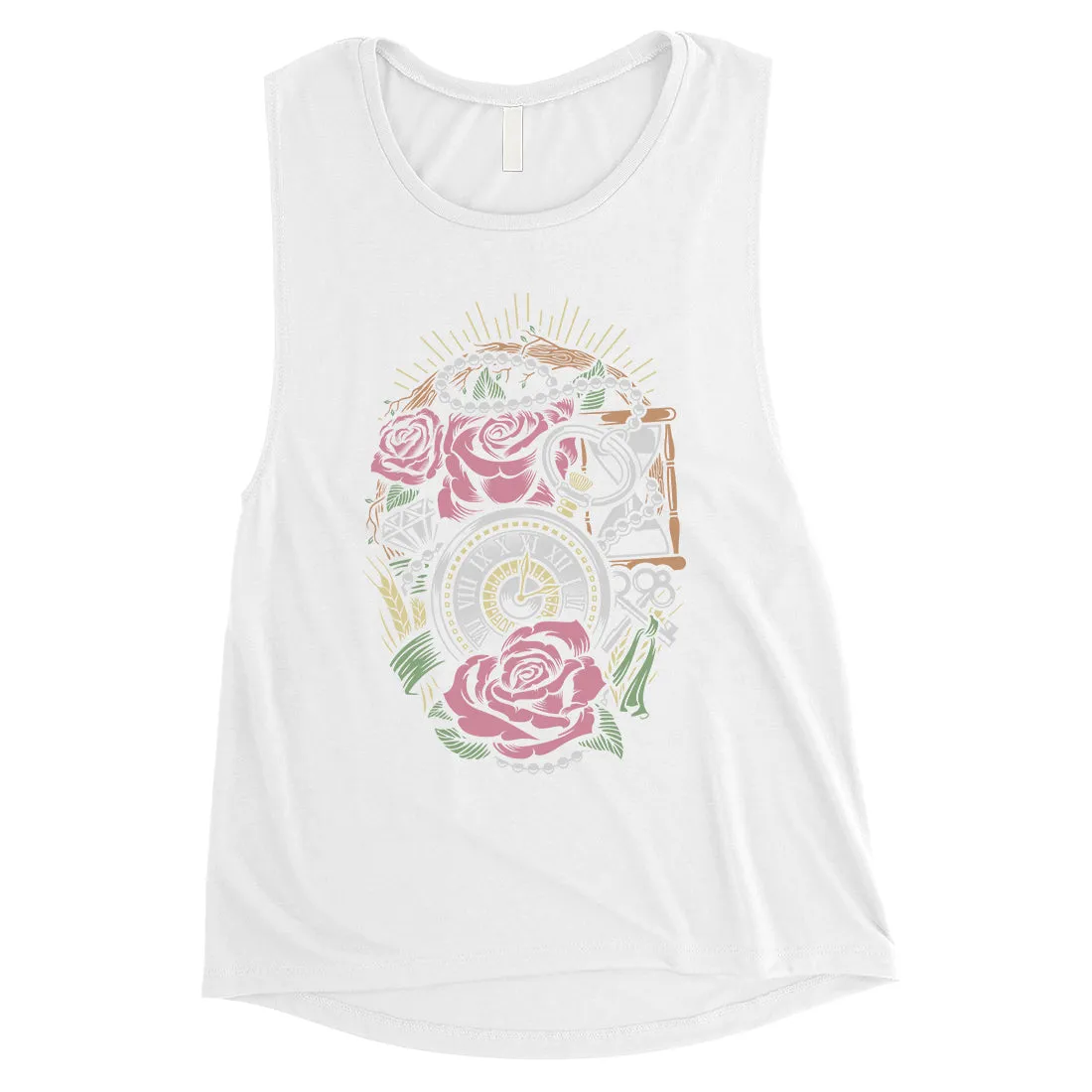 Roses Necklace Watch Womens Muscle Shirt