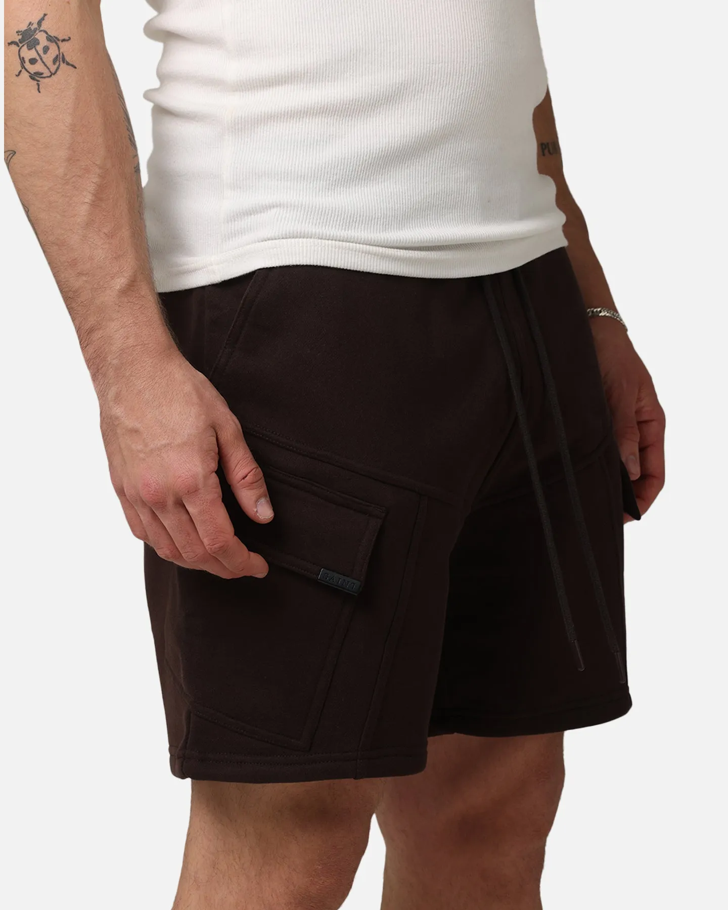 Saint Morta Worldwide Sweat Cargo Shorts Dark Brown