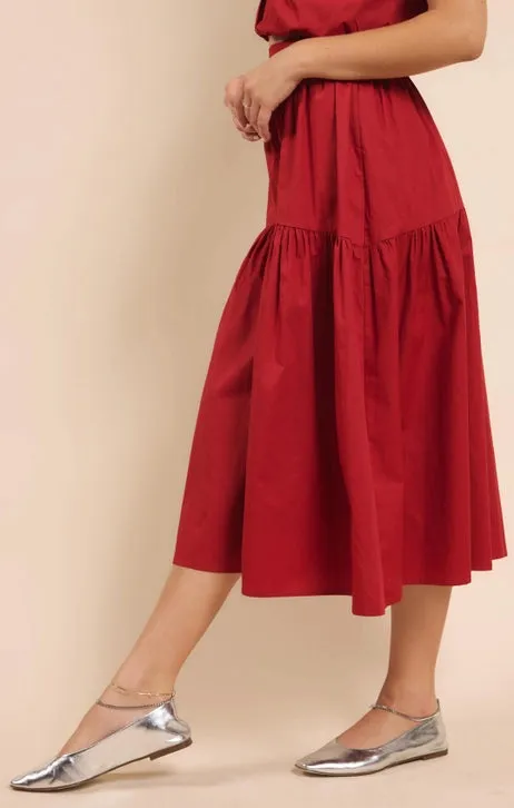 SHADES ON TIERED MIDI SKIRT