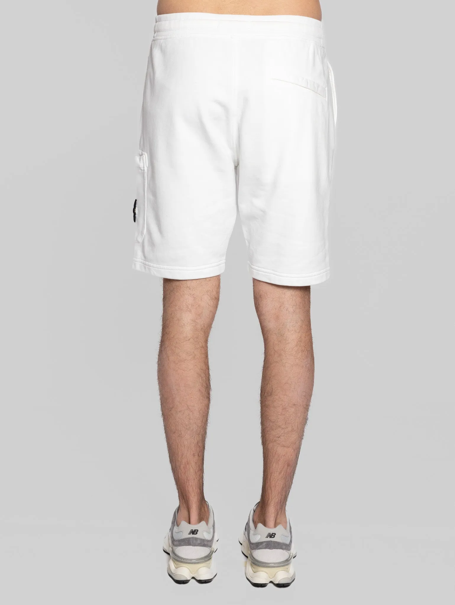 Shorts Cargo in Felpa con Coulisse Bianco