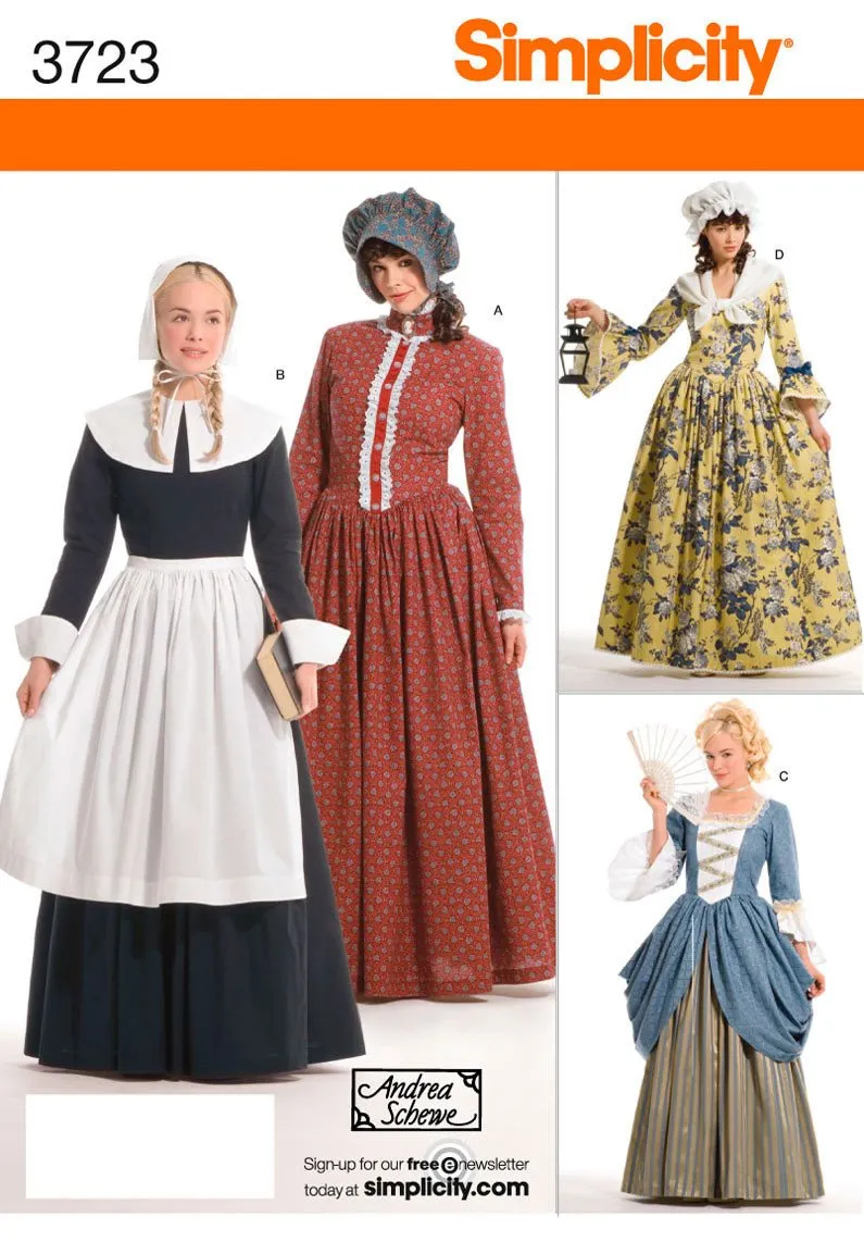 Simplicity 3723 18th/19th century long dresses pattern