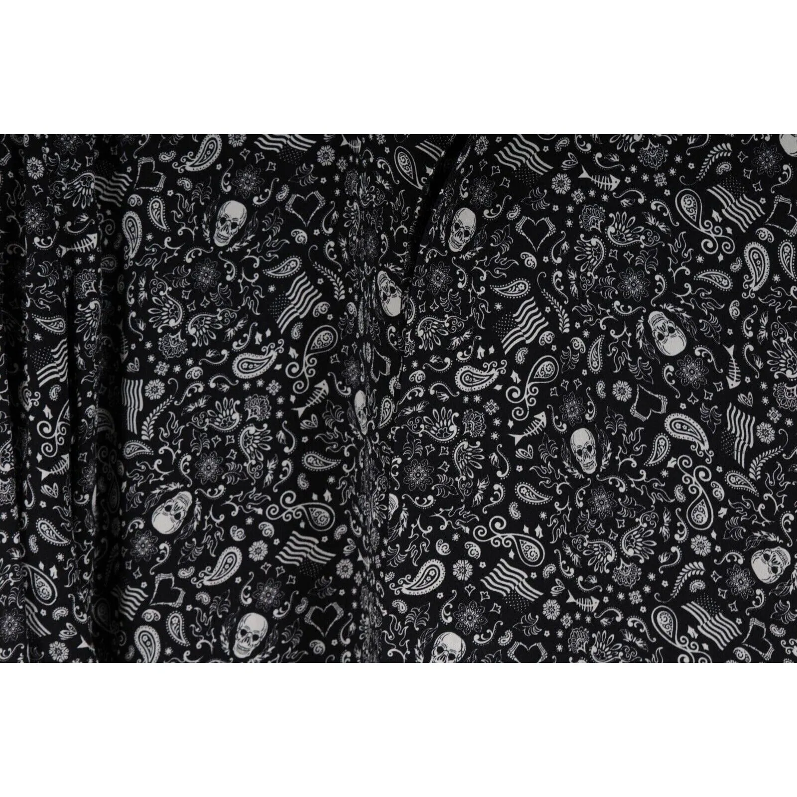 Skull Paisely Print Button Shirt Silk