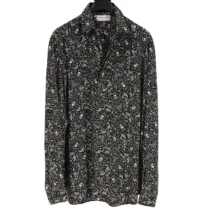 Skull Paisely Print Button Shirt Silk