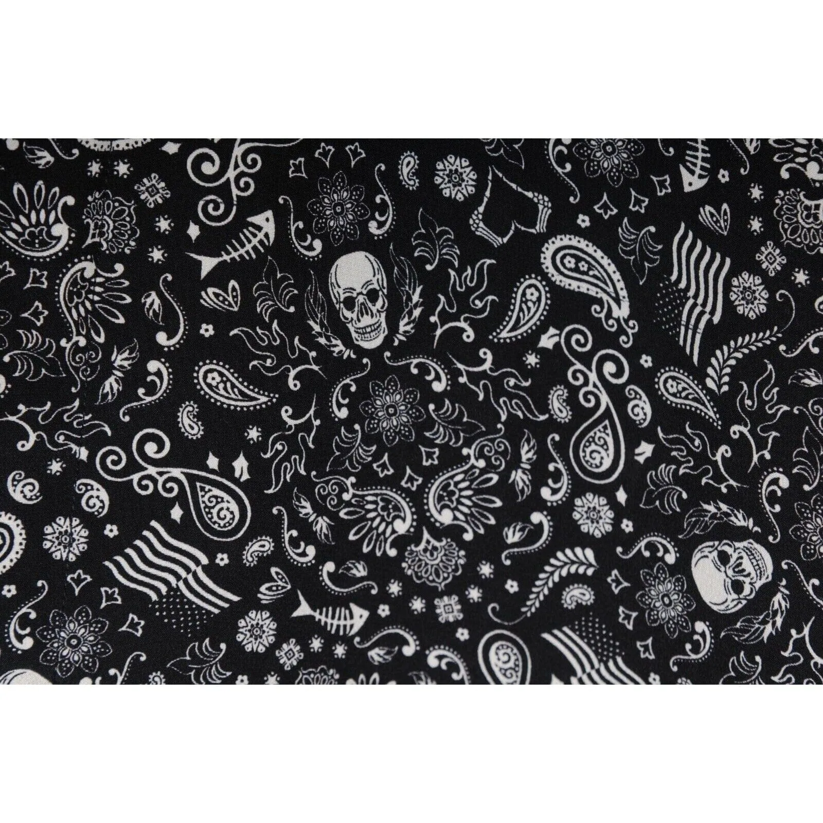 Skull Paisely Print Button Shirt Silk