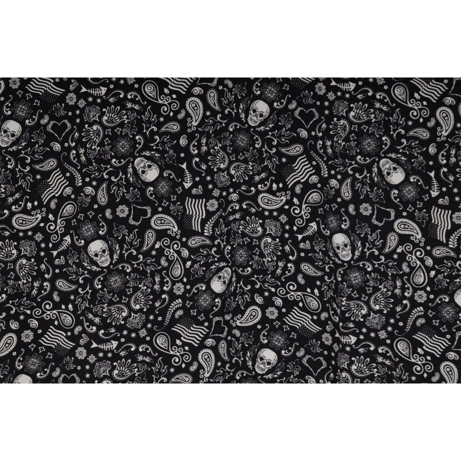 Skull Paisely Print Button Shirt Silk