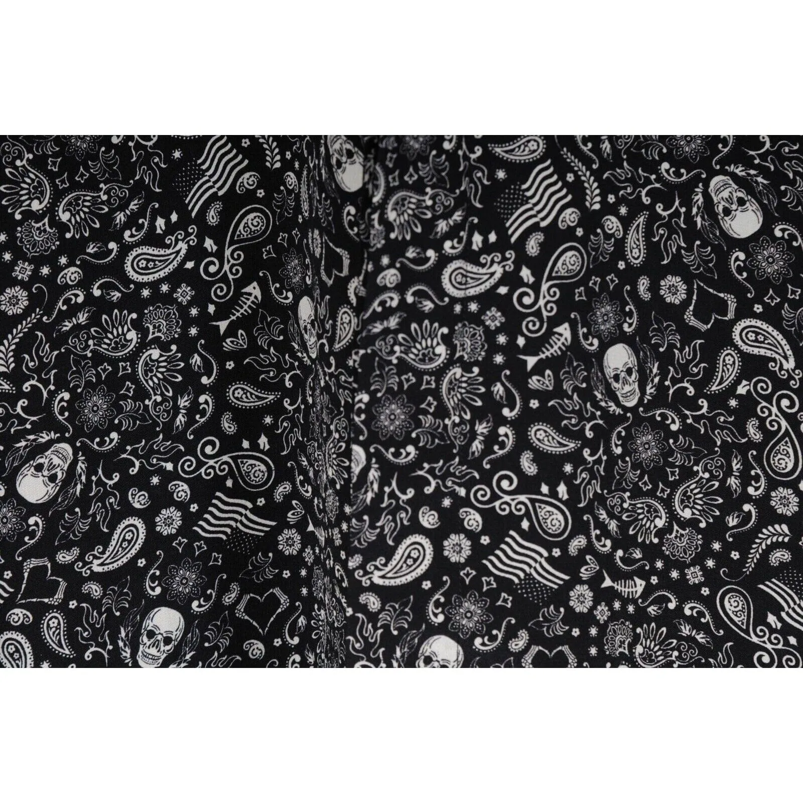 Skull Paisely Print Button Shirt Silk