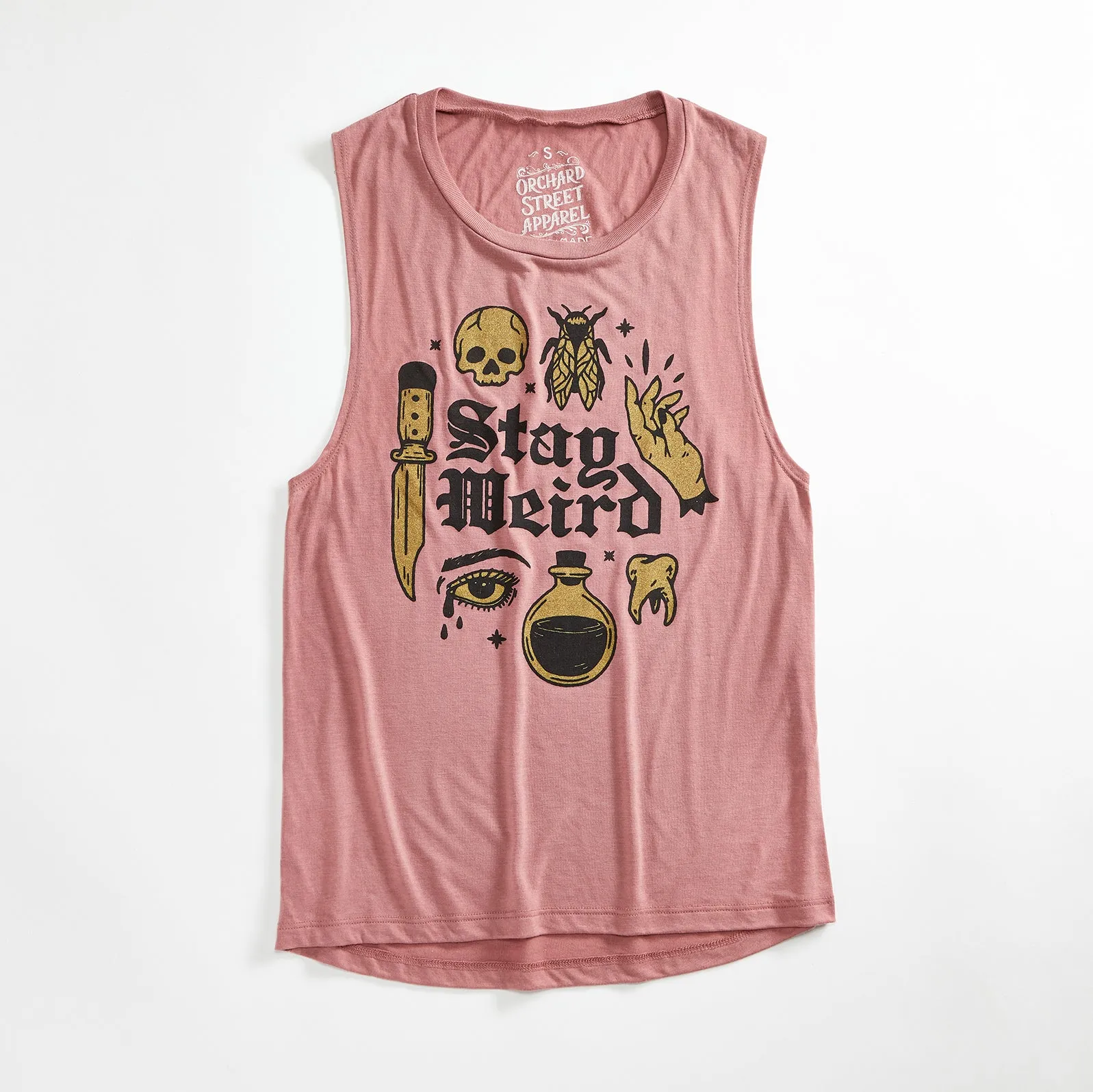Stay Weird Mauve Ladies Muscle Tank Top